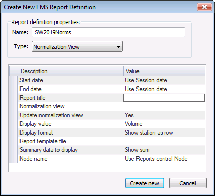 Create New FMS Report Definition